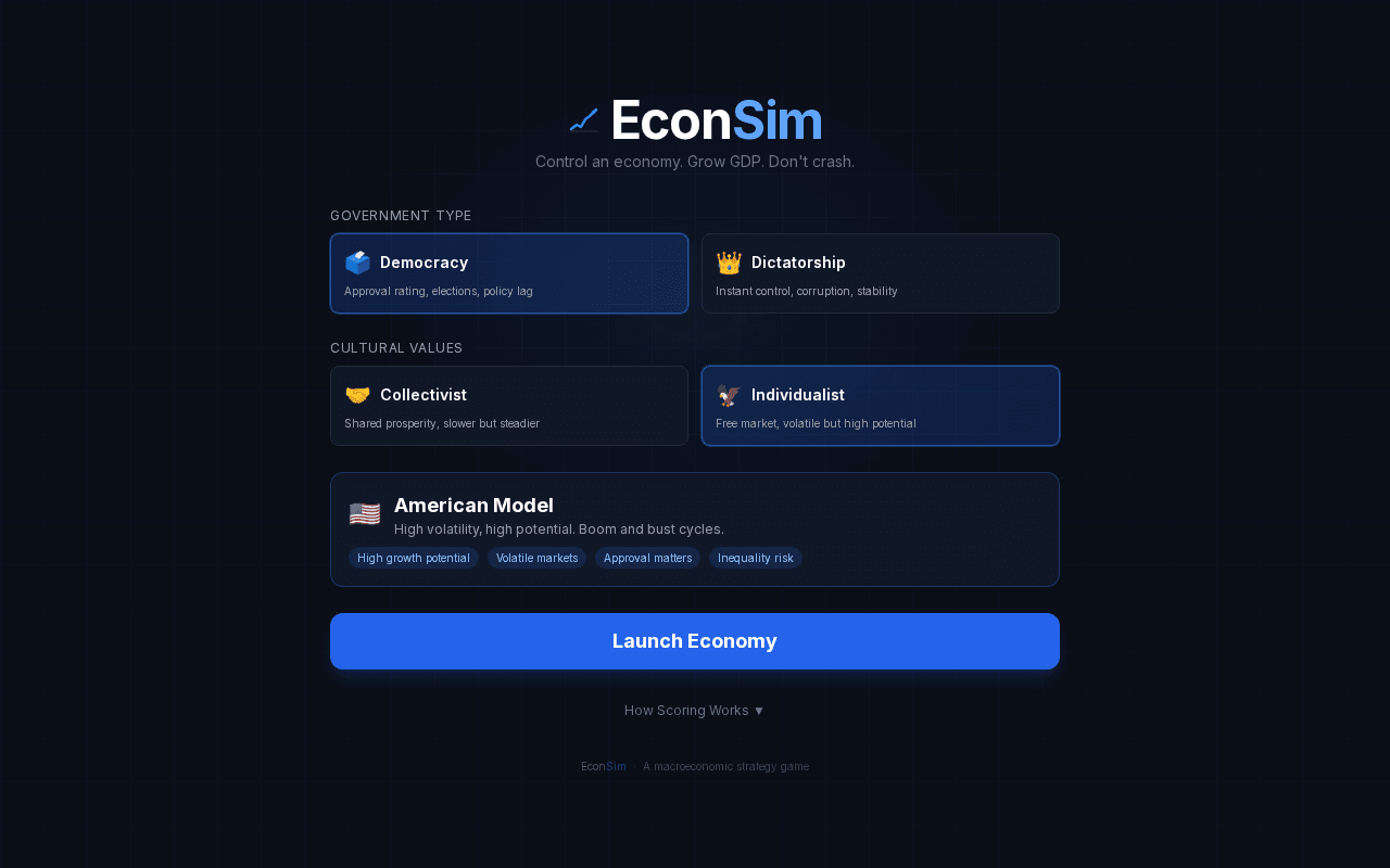 EconSim — Learn economics by running an economy