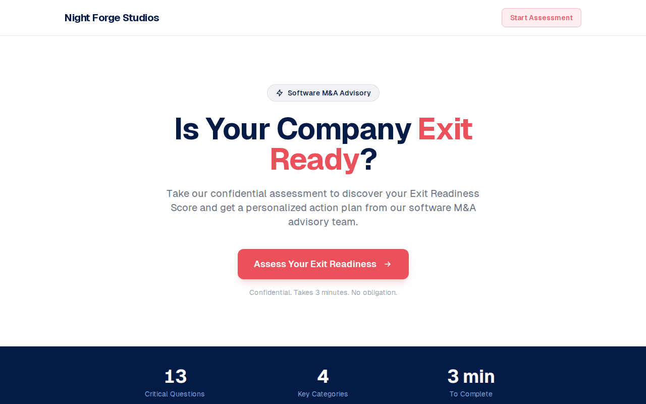 Exit Readiness Scorecard — Know your exit readiness in 5 minutes