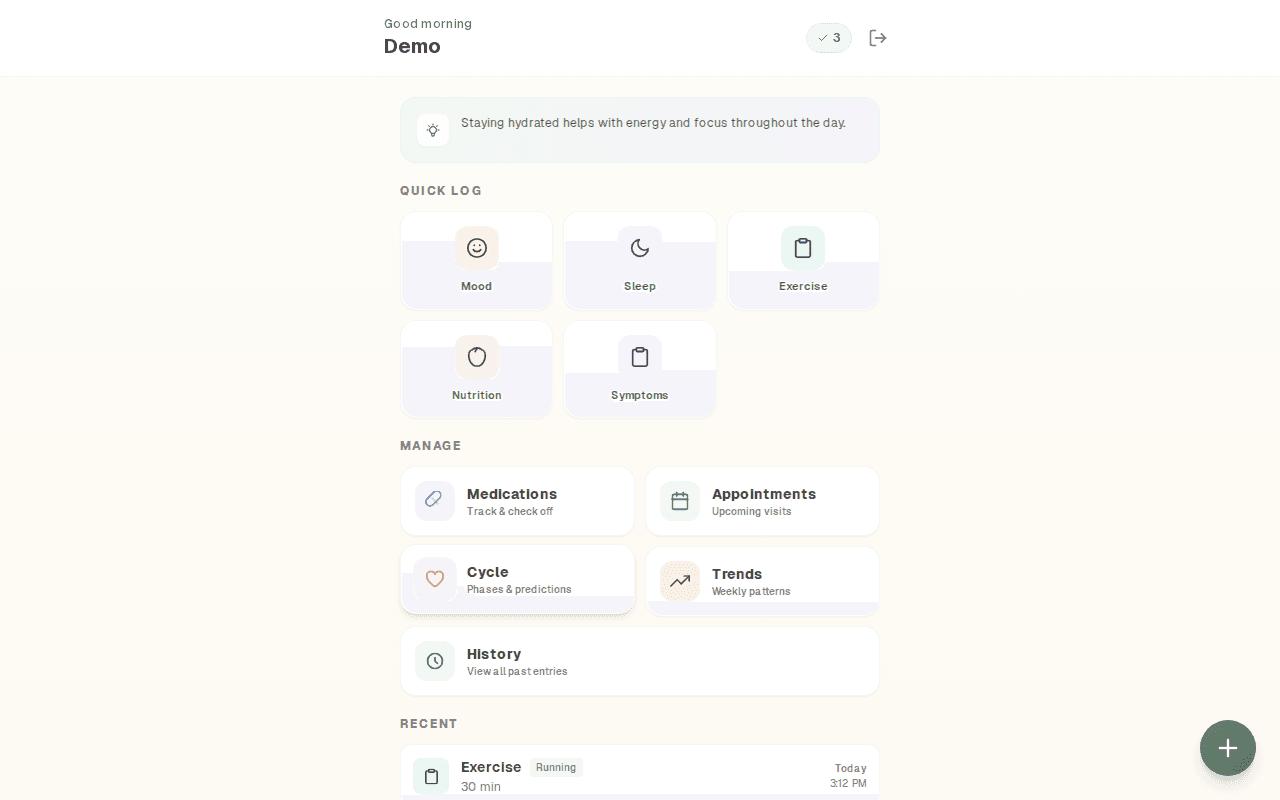 Health Tracker — Personal health metrics, beautifully visualized