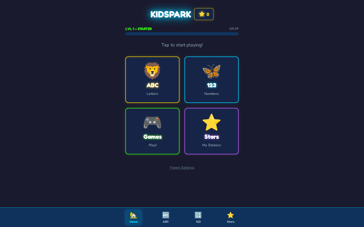KidSpark — Letters, numbers, and games — oh my!