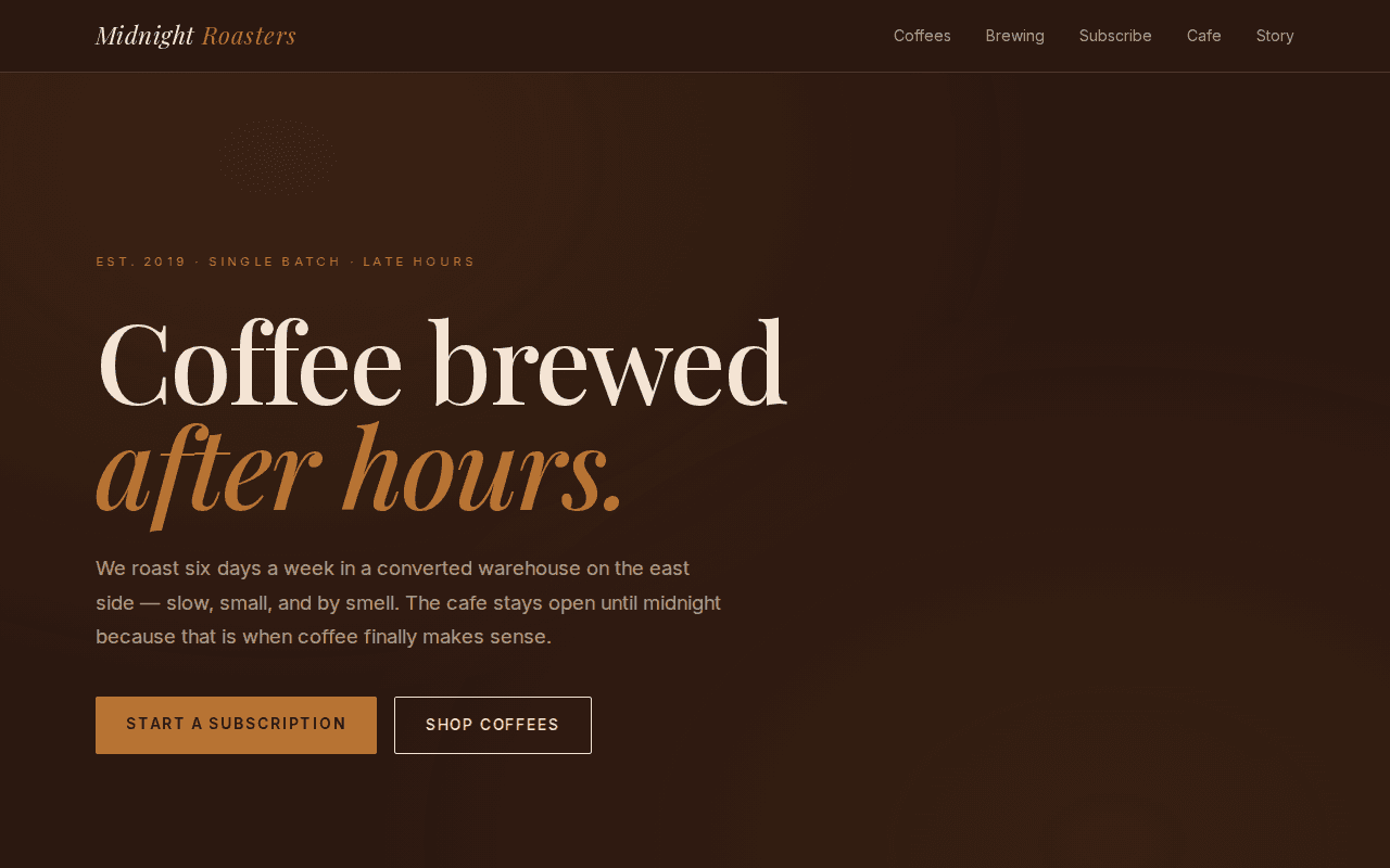Midnight Roasters — Small-batch coffee, sold direct to obsessives