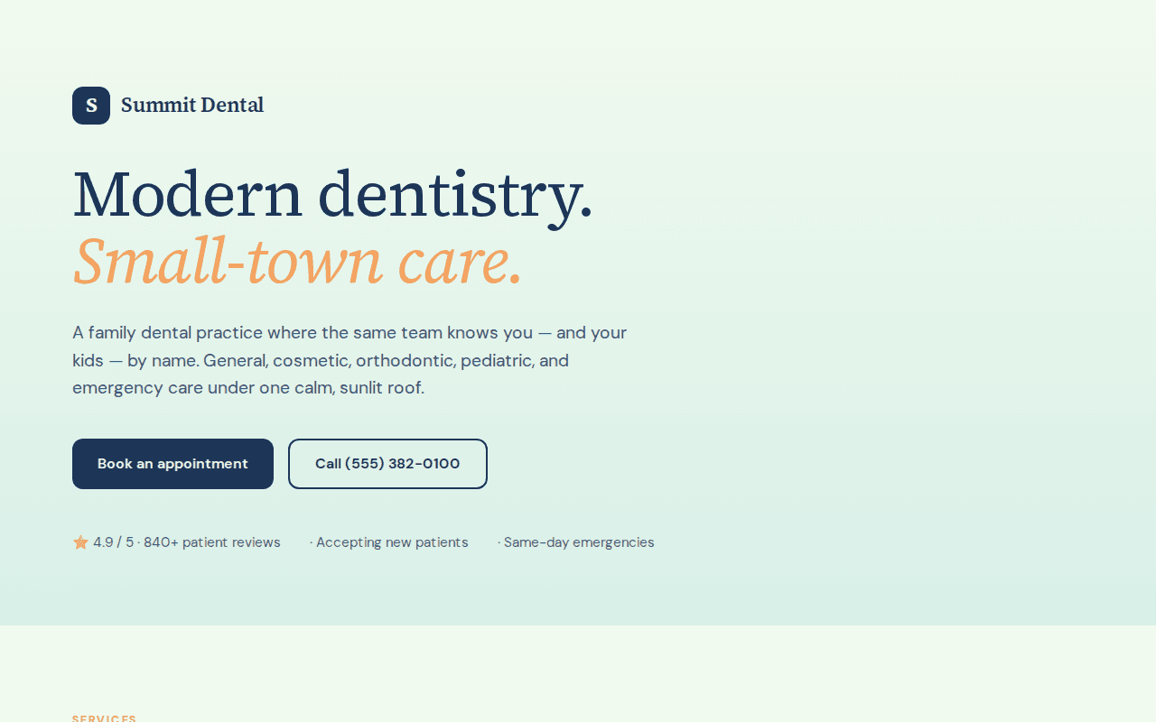 Summit Dental — A dental practice site patients actually want to visit